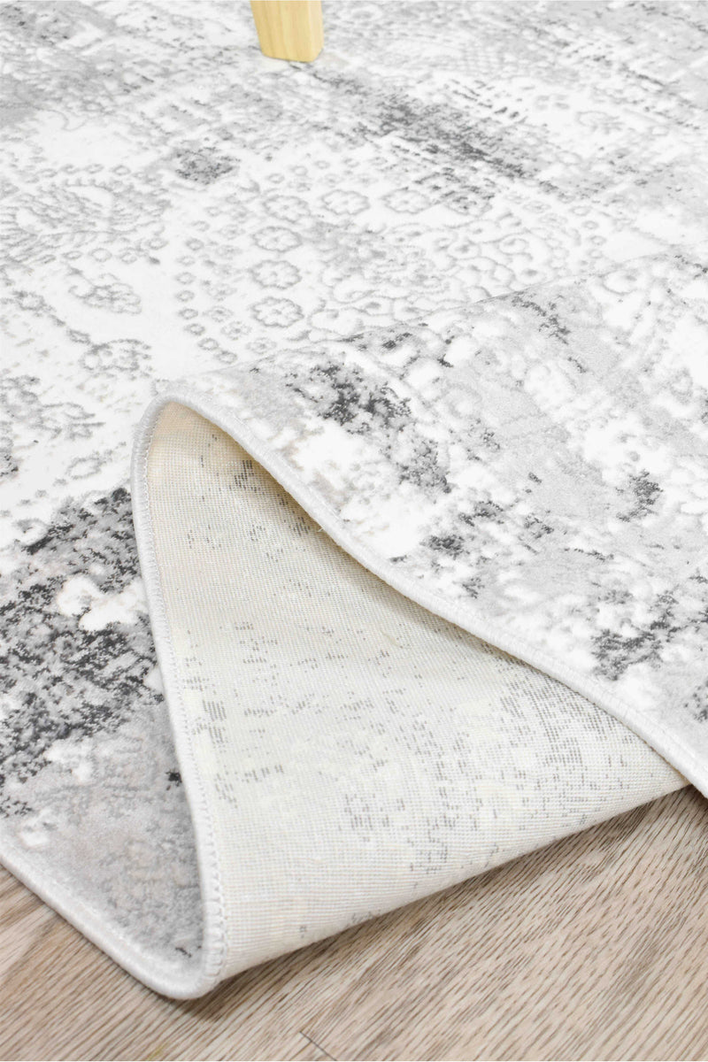 Griffon Gill Grey White Grey Rug