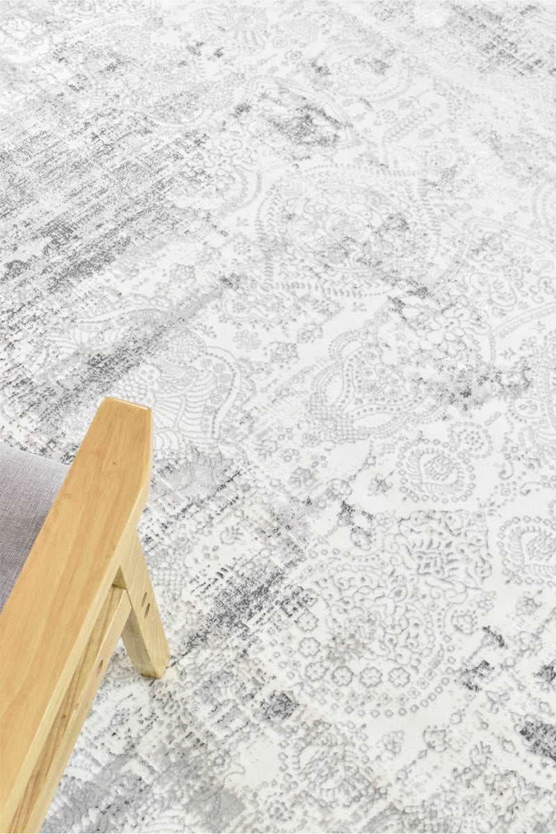 Griffon Gill Grey White Grey Rug