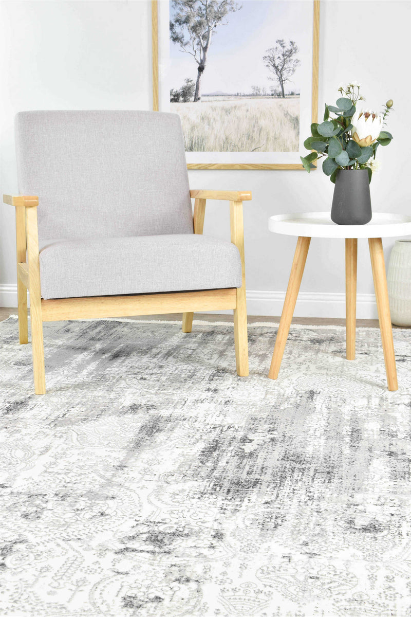Griffon Gill Grey White Grey Rug