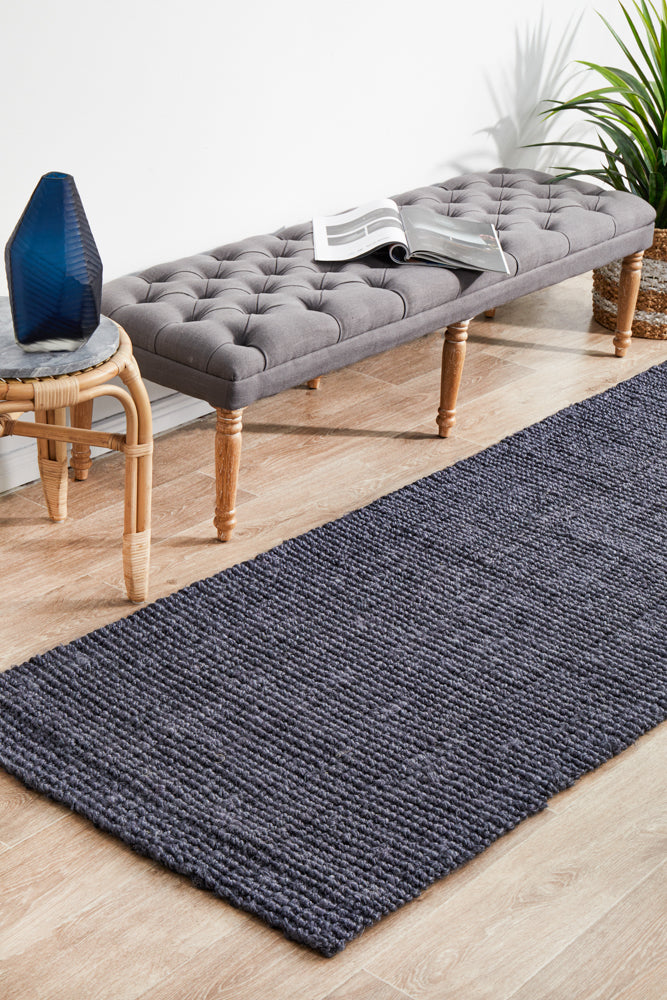 Chunky Natural Fiber Barker Navy Runner Rug