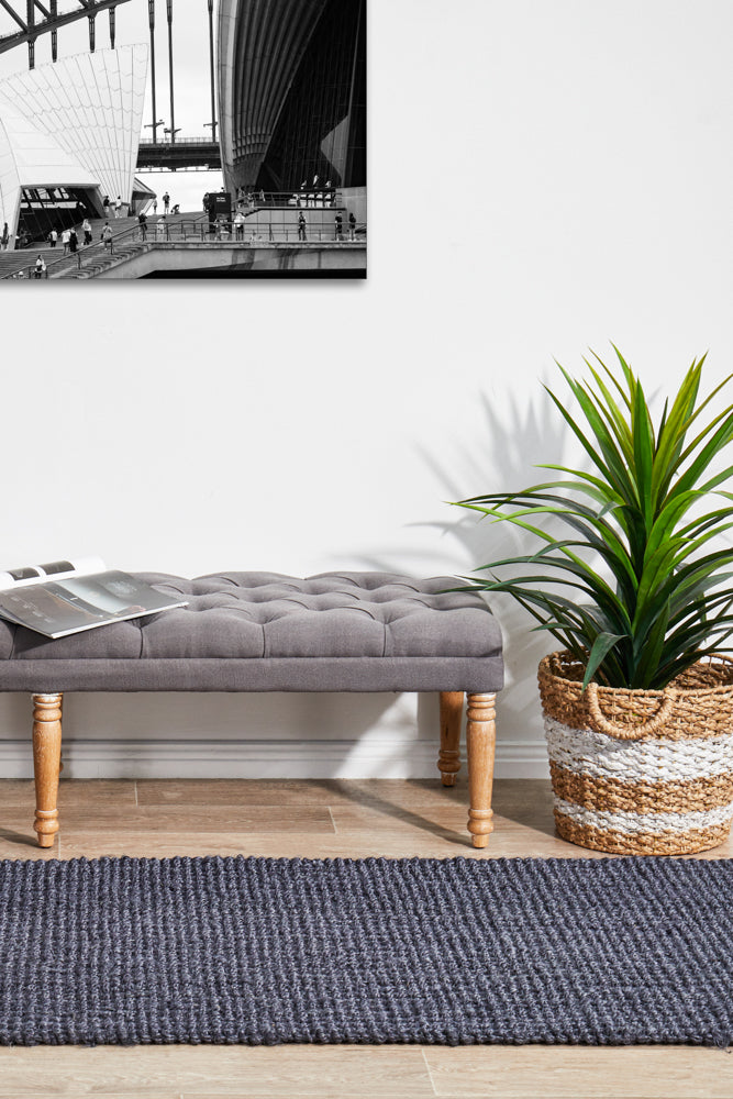 Chunky Natural Fiber Barker Navy Runner Rug