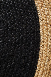 Round Jute Natural Rug Black