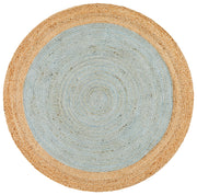 Round Jute Natural Rug Blue