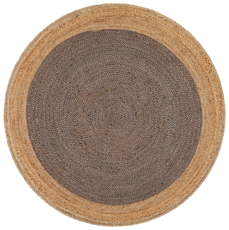 Round Jute Natural Rug Charcoal
