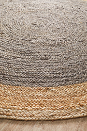 Round Jute Natural Rug Charcoal