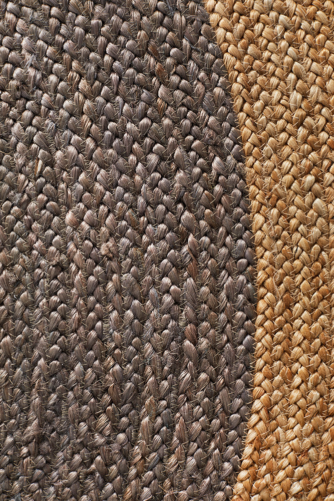 Round Jute Natural Rug Charcoal