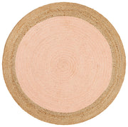 Round Jute Natural Rug Pink