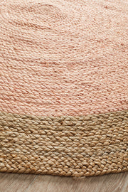 Round Jute Natural Rug Pink