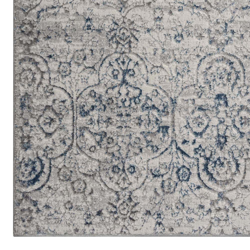 Achromatic Woodland Grey Blue Runner Rug