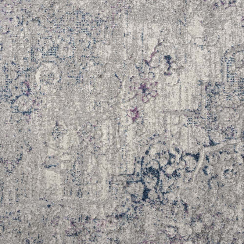 Achromatic Plantation Purple Blue Runner Rug