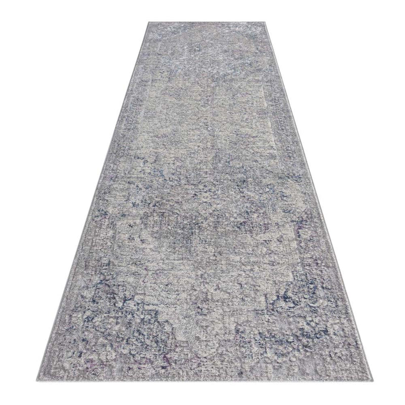 Achromatic Plantation Purple Blue Runner Rug