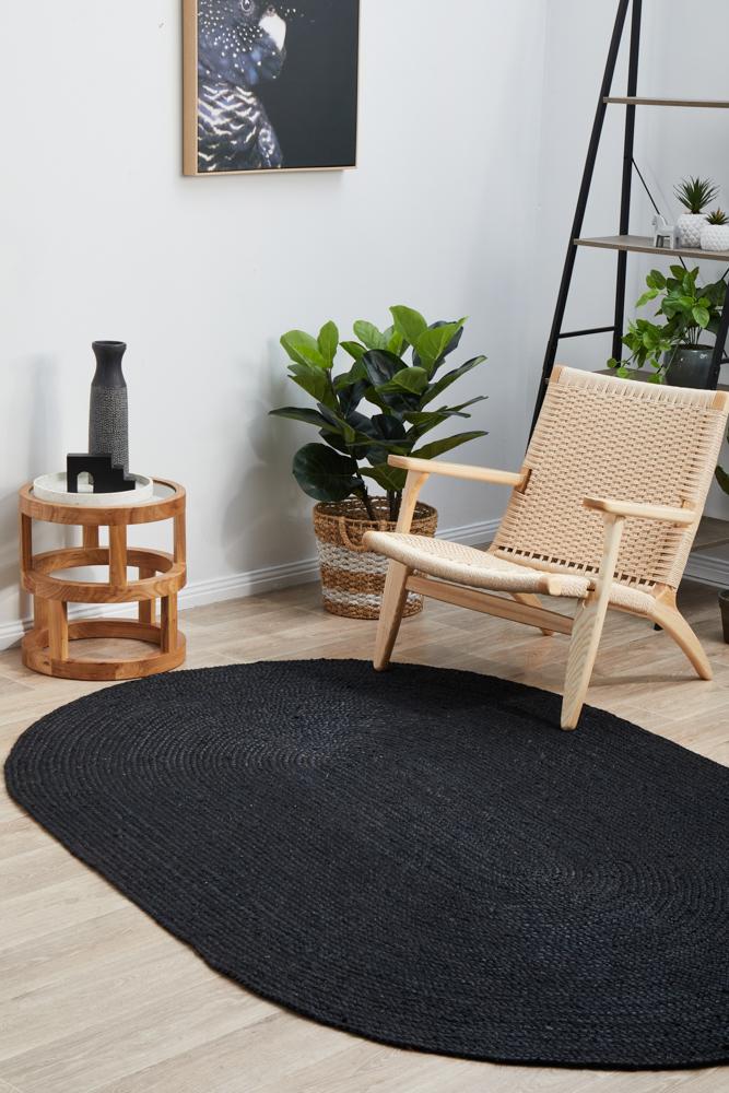 Perky Black Oval Rug