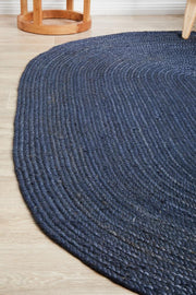 Perky Navy Oval Rug