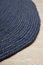 Perky Navy Oval Rug