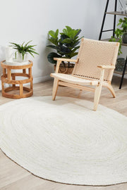 Perky White Oval Rug
