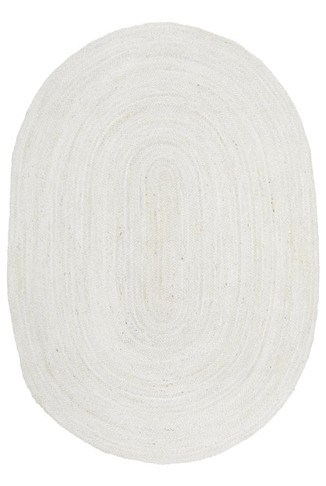 Perky White Oval Rug
