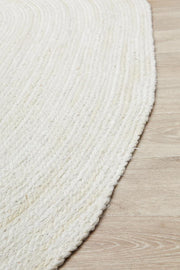 Perky White Oval Rug