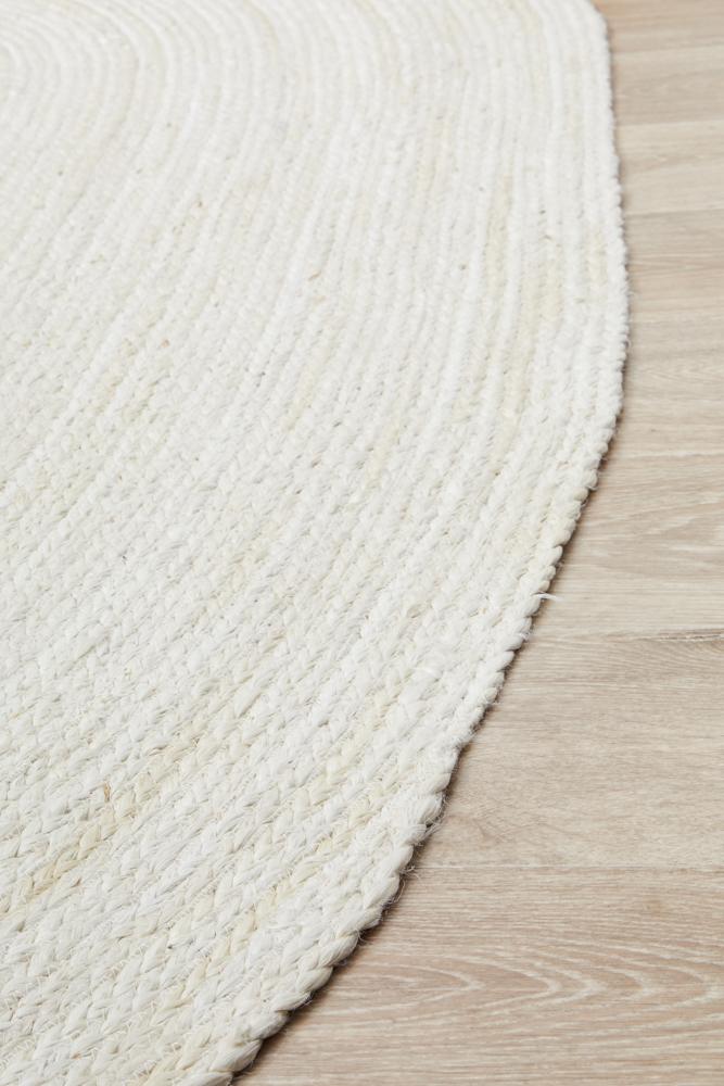 Perky White Oval Rug