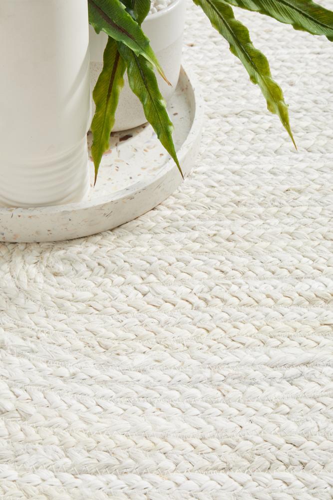 Perky White Oval Rug