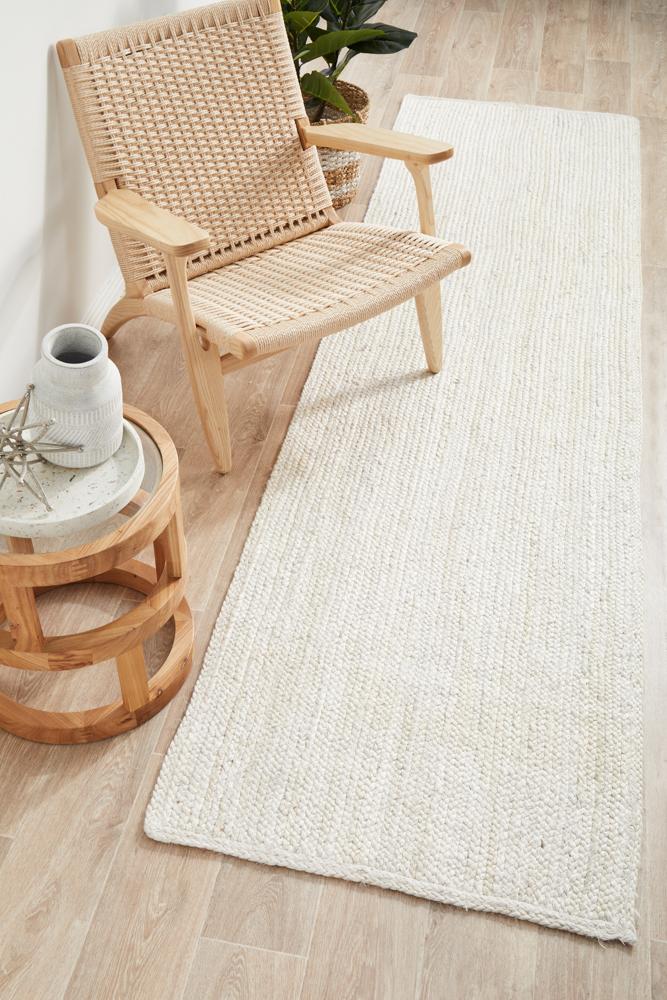 Perky White Runner Rug