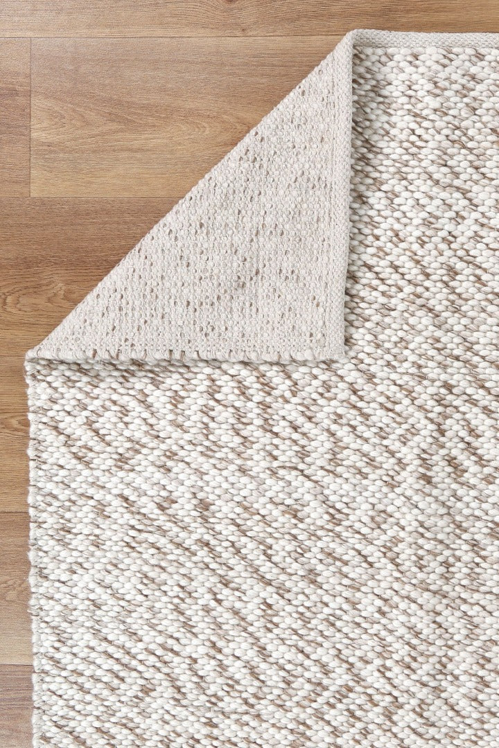 Japandi Contemporary Beige Wool Rug