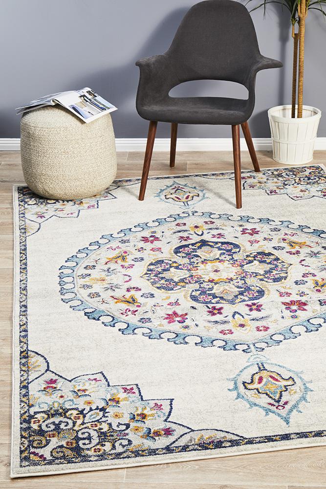 Eclectic Varied White Rug