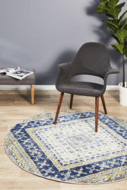 Eclectic Extensive Round Navy Rug