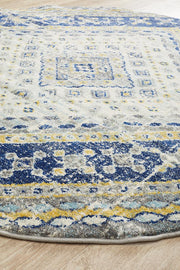 Eclectic Extensive Round Navy Rug