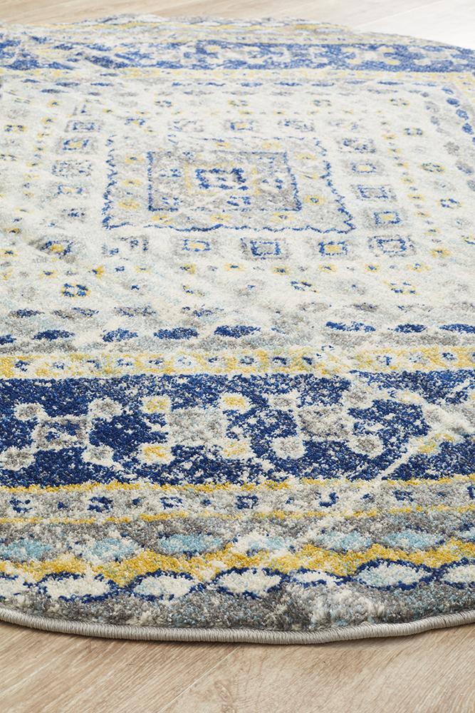 Eclectic Extensive Round Navy Rug