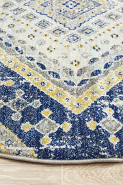 Eclectic Extensive Round Navy Rug