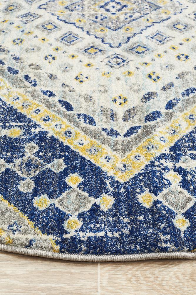 Eclectic Extensive Round Navy Rug