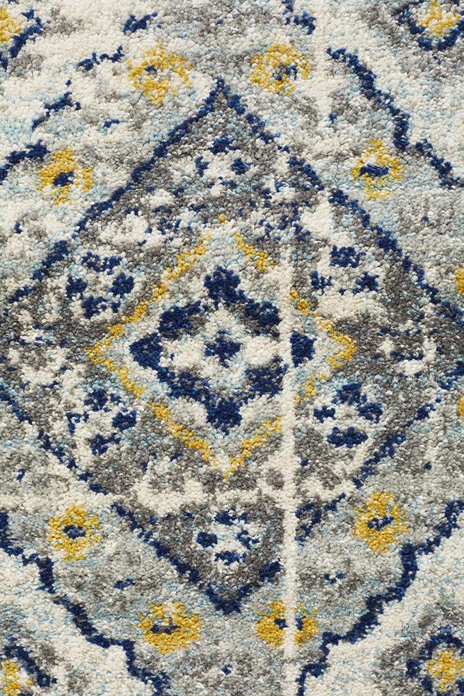 Eclectic Extensive Round Navy Rug