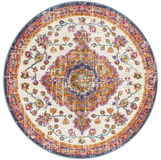 Eclectic Assort White Round Uniart Rug