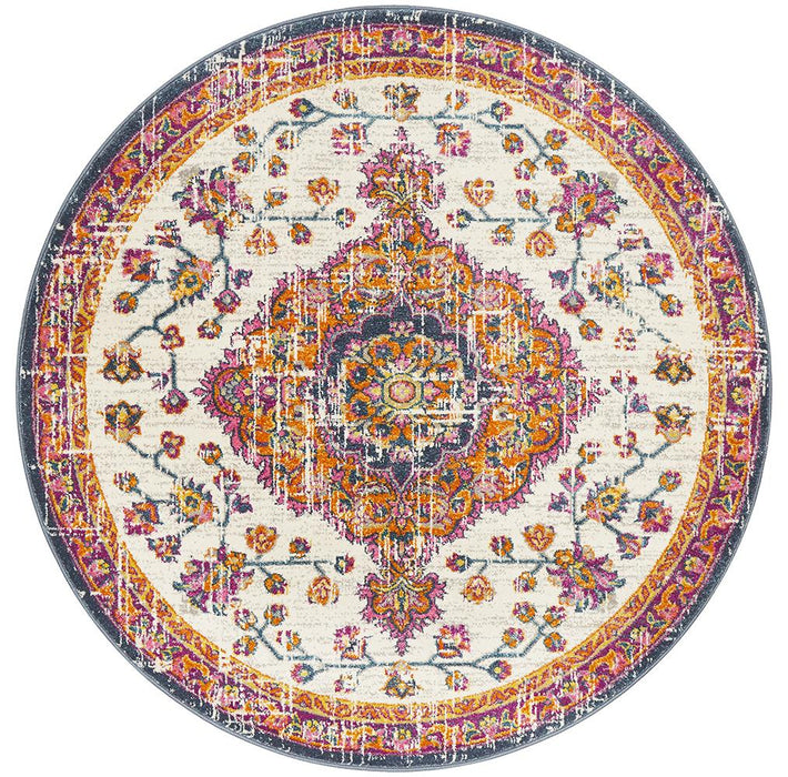 Eclectic Assort White Round Rug
