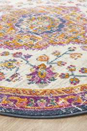 Eclectic Assort White Round Uniart Rug