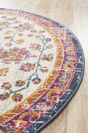 Eclectic Assort White Round Uniart Rug