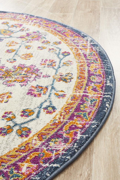 Eclectic Assort White Round Rug