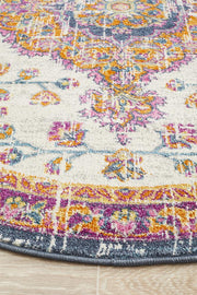 Eclectic Assort White Round Uniart Rug