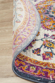 Eclectic Assort White Round Uniart Rug