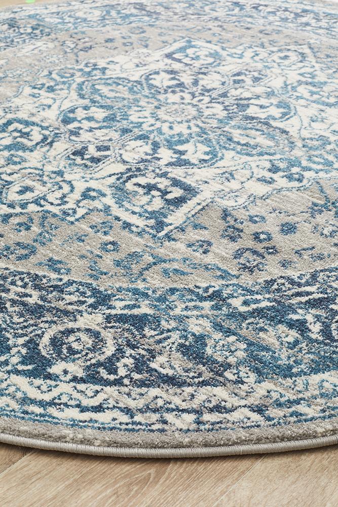 Eclectic Diverse Blue Round Rug