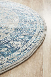 Eclectic Diverse Blue Round Rug