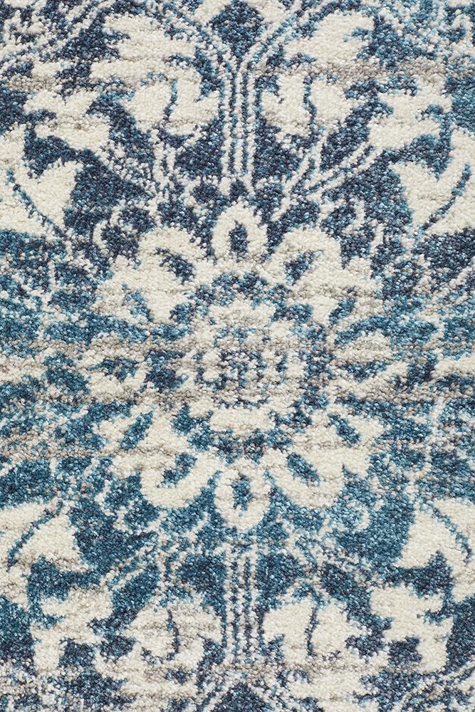 Eclectic Diverse Blue Round Rug