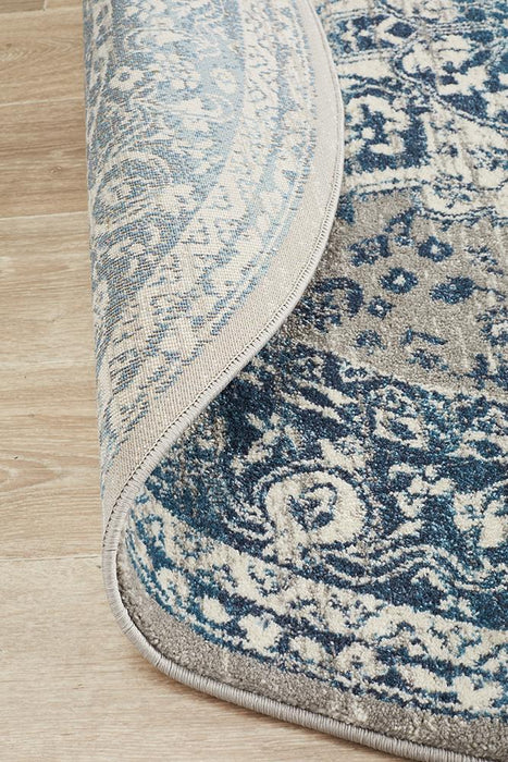 Eclectic Diverse Blue Round Rug