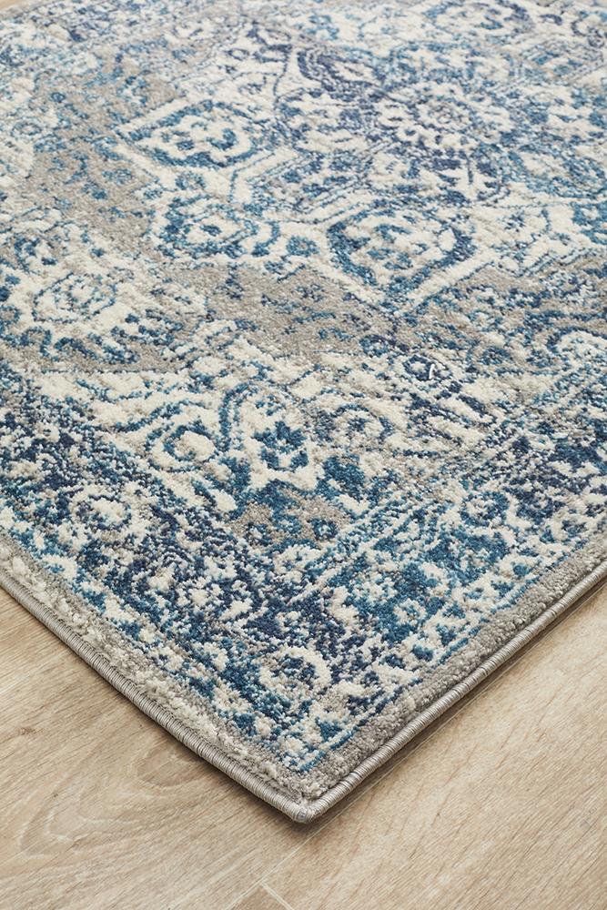 Eclectic Diverse Blue Runner Rug