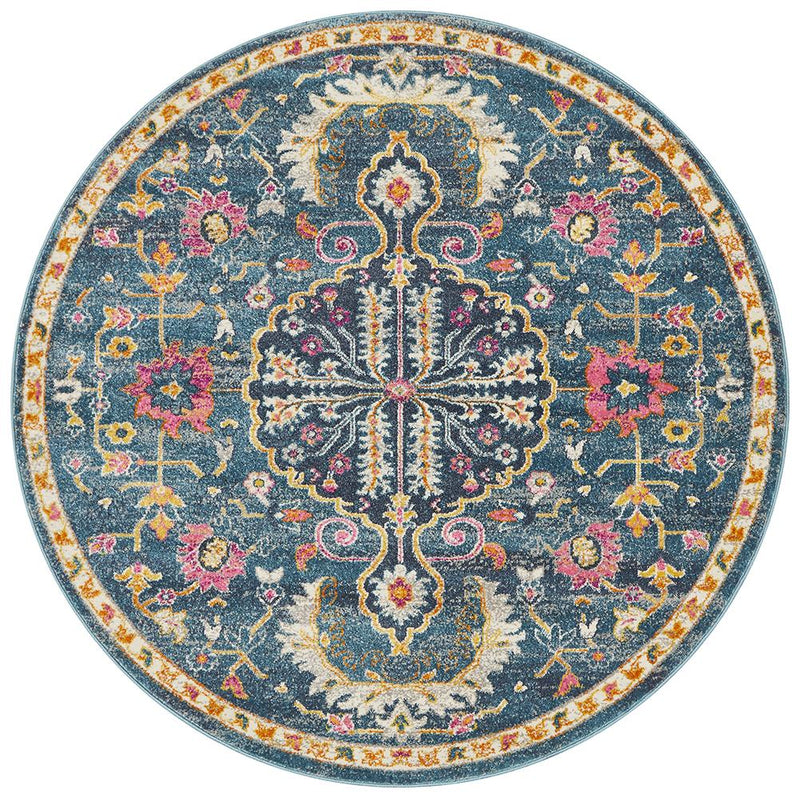 Eclectic General Navy Round Rug