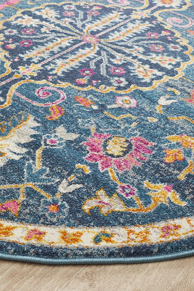 Eclectic General Navy Round Rug