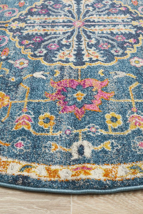 Eclectic General Navy Round Rug