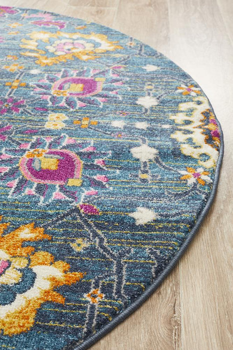 Eclectic Critical Blue Round Rug