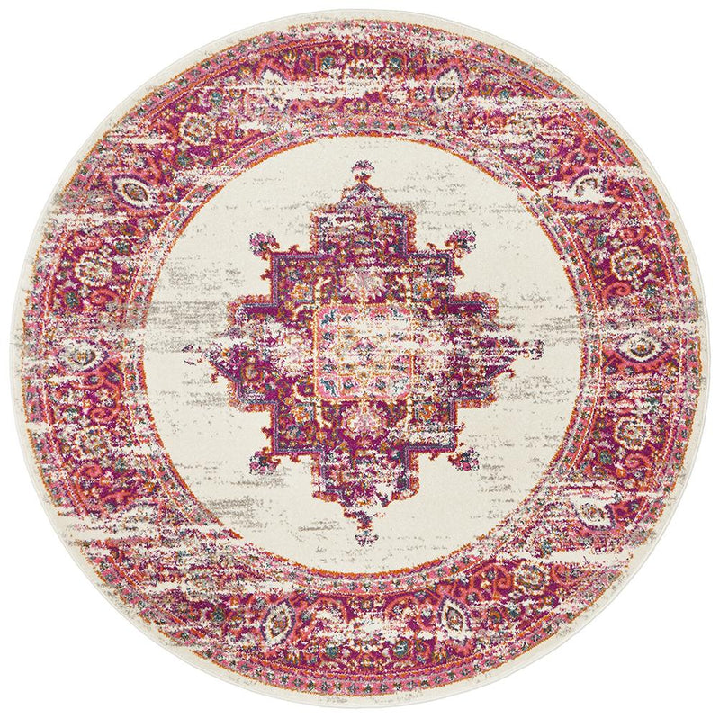Eclectic Criticalne Pink Round Rug