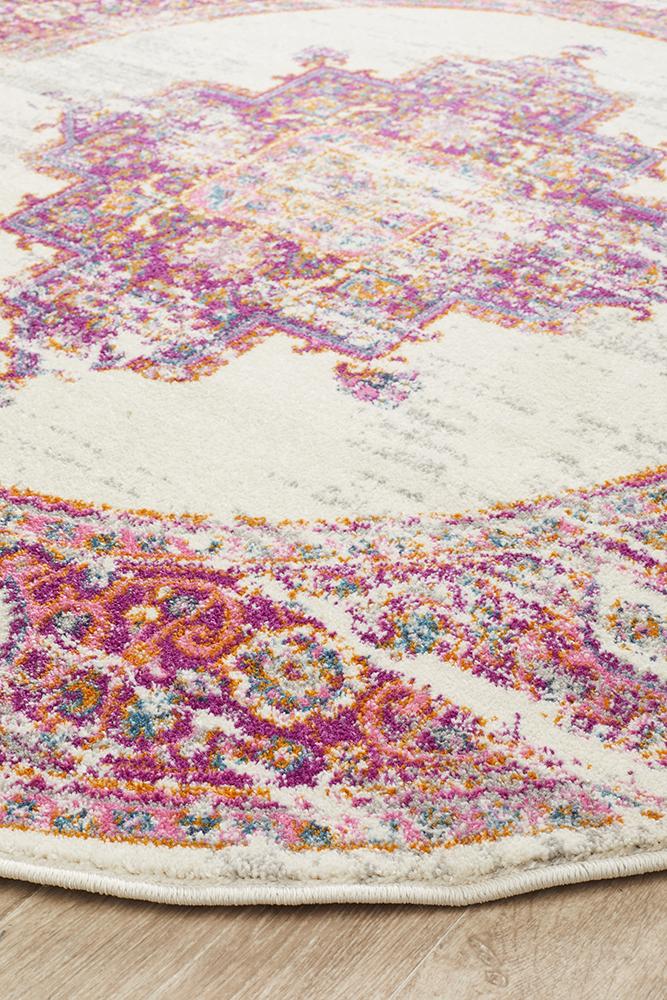 Eclectic Criticalne Pink Round Rug